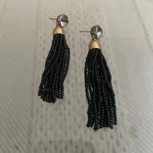 J Crew Black Beaded Dangle Earrings